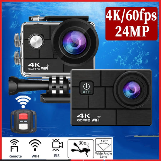 Ultra HD 4K/60fps 24MP WiFi 2 Vedio Go Sport Pro Anti-Shake Action Camera With Sony 386 Fisheye Lens